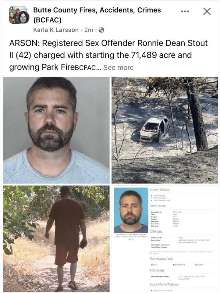 PHOTO Park Fire Arsonist Is A Registered Sex Offender