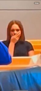 PHOTO Woman In The Crowd During Ashley Benefield Trial In Utter Disbelief With Hand Over Mouth