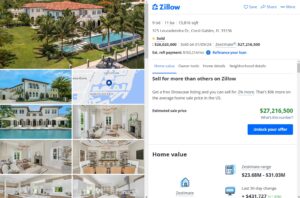 PHOTO Zillow Listing Of Sergio Pino's $26 Million Coral Gables Home With Boat Dock With Nearly 14K Feet Of Living Space