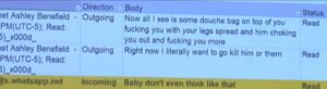 PHOTO 3 Threatening Text Messages Show In Ashley Benefield Trial About Getting F*cked While Getting Choked