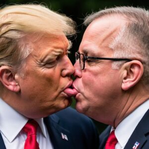 PHOTO Donald Trump And Tim Walz Kissing Tongue To Tongue Touching Each Other