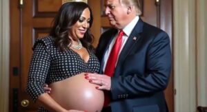 PHOTO Donald Trump Rubbing On Kamala Harris' Baby Bump After Getting Her Pregnant