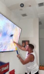 PHOTO Dude Takes Hammer To His TV Like Hulk While Kamala Harris Was Speaking At DNC