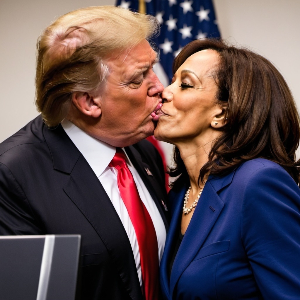 PHOTO Kamala Harris Giving Donald Trump Tongue While Making Out With Him