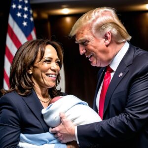 PHOTO Kamala Harris Smiling While Donald Trump Holds Their Newborn Baby