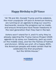 PHOTO Kamala Harris Trolled JD Vance While Wishing Him A Happy Birthday