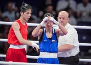 PHOTO Svetlana Staneva Holding Up An (XX) Chromosome Symbol After Losing To Lin Yu-Ting A Biological Male