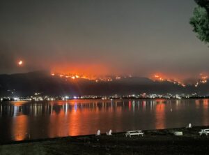 PHOTO Airport Fire Flames Climbing At Night In Rancho Santa Margarita