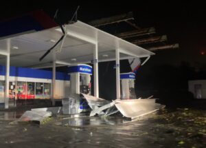 PHOTO EF2 Damage To Popular Perry FL Gas Station During Hurricane Helene