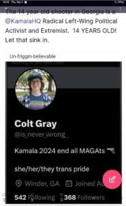 PHOTO Colt Gray Is A Left Wing Extremist Kamala Harris Supporter