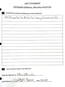 PHOTO Of Marcellus Williams' Final Statement