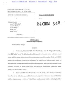 PHOTO Of Sean Diddy Combs Indictment