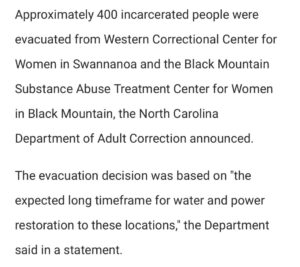 PHOTO 400 Incarcerated People Were Evacuated Out Of Western Correctional Center For Women In Swannanoa North Carolina Because The Flooding Was So Bad