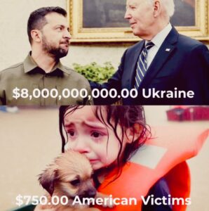 PHOTO $8 Billion Aid To Ukraine $750 To American Victims Joe Biden Zelenskyy Meme