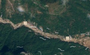 PHOTO A Clear Scar Cut Straight Through Chimney Rock In North Carolina 