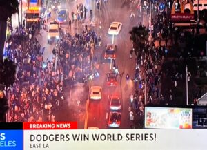 PHOTO Dodgers Fan Invaded Whittier Boulevard In East LA After Dodgers World Series Win