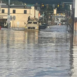 PHOTO Flooding In Newport Tennessee Is Still At Least 6 Feet High