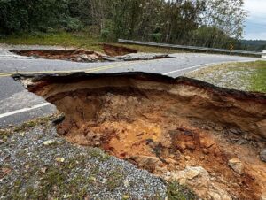 PHOTO Giant Chunks Of The Road Are Missing In Lake Lure North Carolina Straight Out Of An Apocalyptic Movie