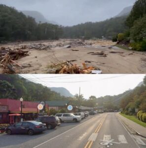 PHOTO Jarring Before And After View Of Cimney Rock North Carolina Shows Hurricane Just Made It Unrecognizable