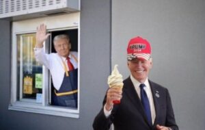 PHOTO Joe Biden Wearing Trump 2024 Hat After Getting Ice Cream Cone Meme