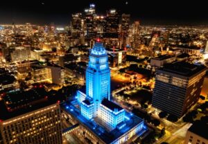 PHOTO LA City Hall Lit Up Blue For The Dodgers World Series Victory