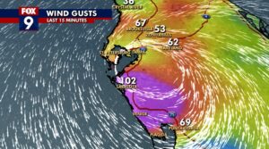 PHOTO Proof Wind Gusts Got Up To 102 MPH In Sarasota Florida During Hurricane Milton Landfall