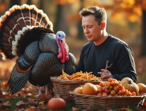 PHOTO Elon Musk With A Real Live Turkey On Thanksgiving