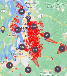 PHOTO Map Showing All Of Seattle Metro Area Basically Doesn't Have Power