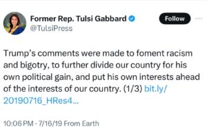 PHOTO Tulsi Gabbard Calling Donald Trump A Racist