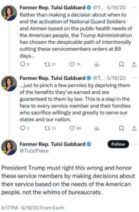 PHOTO Tulsi Gabbard Ripped Trump For Depriving National Guard Soldiers And Airman Of Their Benefits