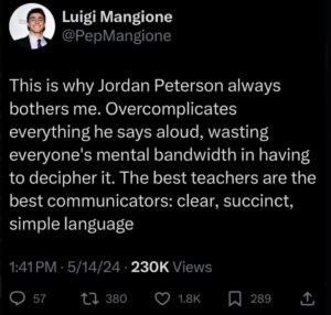 PHOTO Luigi Mangione Criticized Jordan Peterson’s Lecturing Style