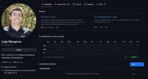 PHOTO Luigi Mangione's GitHub Account Profile