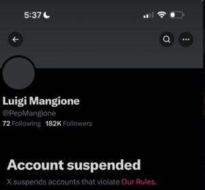 PHOTO Luigi Mangione's Twitter Account Got Suspended 5 Hours After His Arrest