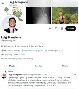 PHOTO Luigi Mangione's Twitter Shows He Tweeted 292 Posts And Listed Location As Honolulu