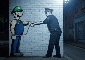 PHOTO Mario Getting Handcuffed By Police Officer Luigi Mangione Meme