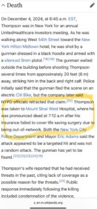 PHOTO Somebody Edited Brian Thompson's Wikipedia Page To Says He Died Due To Insurance Failing To Cover Life Saving Surgery