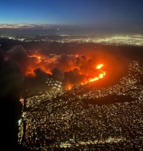 PHOTO Aerial View Of Palisades Fire Flames Burning Above Los Angeles County