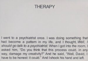 PHOTO David Lynch's Legendary Take On Therapy