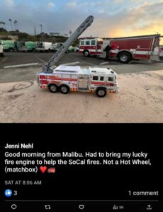 PHOTO Dustin Nehl's Wife Posted On Social Media That She Had To Bring Her Fire Engine To California