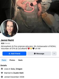 PHOTO Of Facebook Profiles Of Fake Firefighters From Oregon Dustin Nehl And His Wife