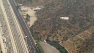 PHOTO Trump Like Hollywood Sign Put On A Hill This Weekend Off 405 Freeway In California