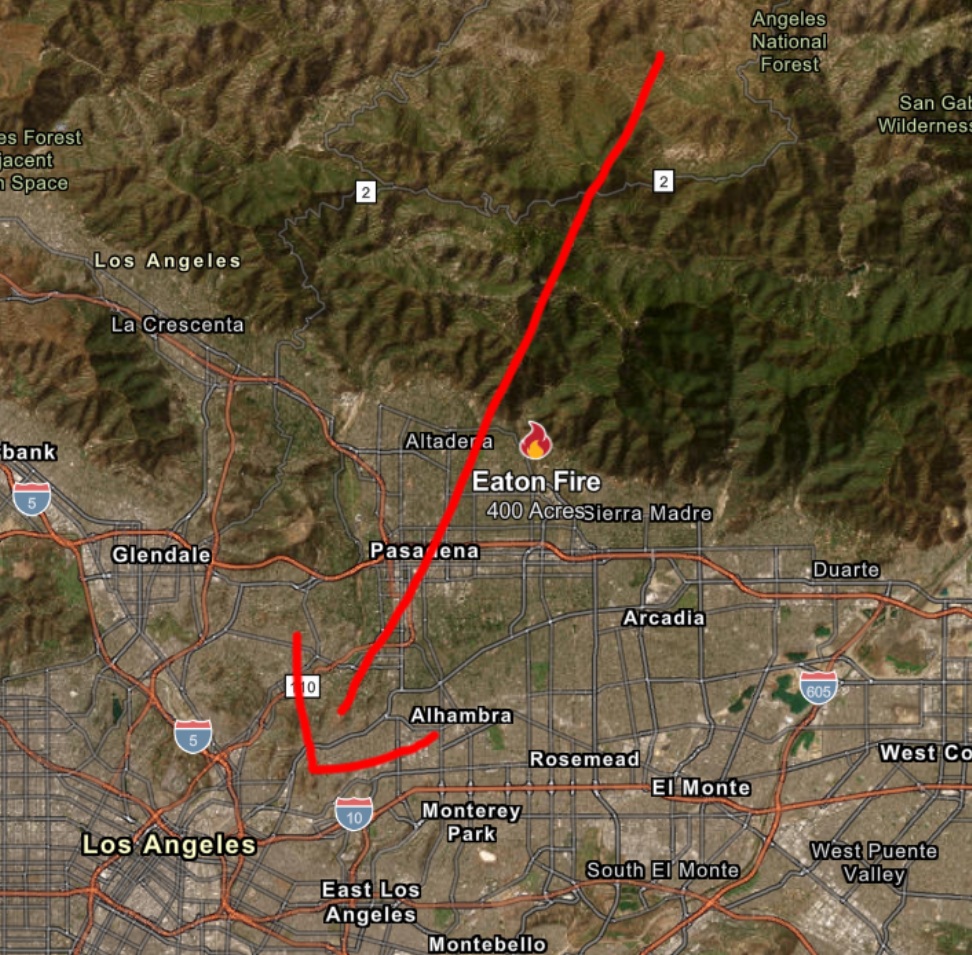 PHOTO Winds Are Pushing Eaton Fire Into City Of Pasadena And Los Angeles