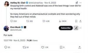 PHOTO Elon Musk Approving Of Ashley St Clair Admitting She Went Off Birth Control