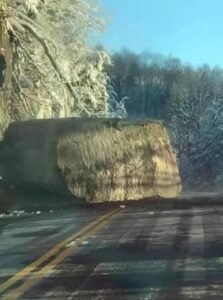 PHOTO Entire Piece Of The Hill Fell Down And Is Blocking The Road On Highway 66 In Clay County Kentucky