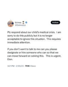 PHOTO Grimes Complaining On The Internet She Can't Get A Hold Of Elon Musk During Their Children's Emergencies