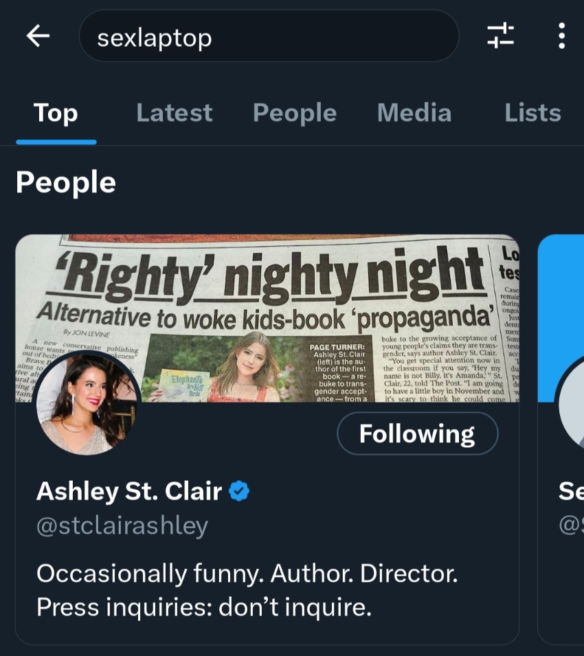 PHOTO If You Search For Sexlaptop Ashley St. Clair's Profile Is The First To Come Up On Elon's