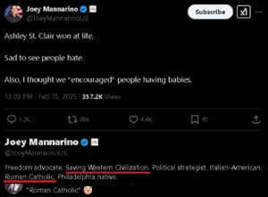 PHOTO Joey Mannarino Thinks Ashley St Clair Won At Life For Getting Impregnated By Elon Musk