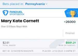 PHOTO Mary Kate Cornett Over 0.5 Dads Slept With Fanduel Bet Meme