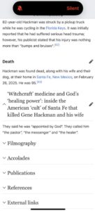 PHOTO Someone Edited Gene Hackman's Wikipedia And Said A Cult Killed Him