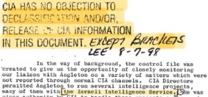 PHOTO CIA Has No Objection To Declassification And Release Of Information In JFK Files Except Israeli Intel